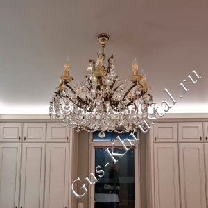 Люстра Бронзовая 017 (с чашами) 8 ламп - фото в интерьере